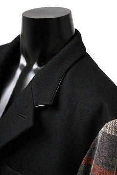Load image into Gallery viewer, Y's BANG ON! No.176 2 STEP RIB JACKET /  WOOL MELTON SMOOTH + CHECKED JACQUARD (BLACK)
