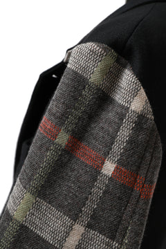 Load image into Gallery viewer, Y's BANG ON! No.176 2 STEP RIB JACKET /  WOOL MELTON SMOOTH + CHECKED JACQUARD (BLACK)