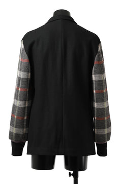 Load image into Gallery viewer, Y's BANG ON! No.176 2 STEP RIB JACKET /  WOOL MELTON SMOOTH + CHECKED JACQUARD (BLACK)