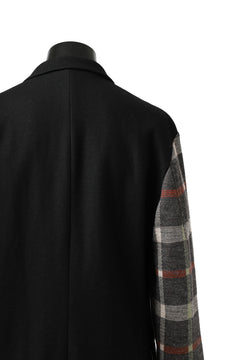 Load image into Gallery viewer, Y's BANG ON! No.176 2 STEP RIB JACKET /  WOOL MELTON SMOOTH + CHECKED JACQUARD (BLACK)