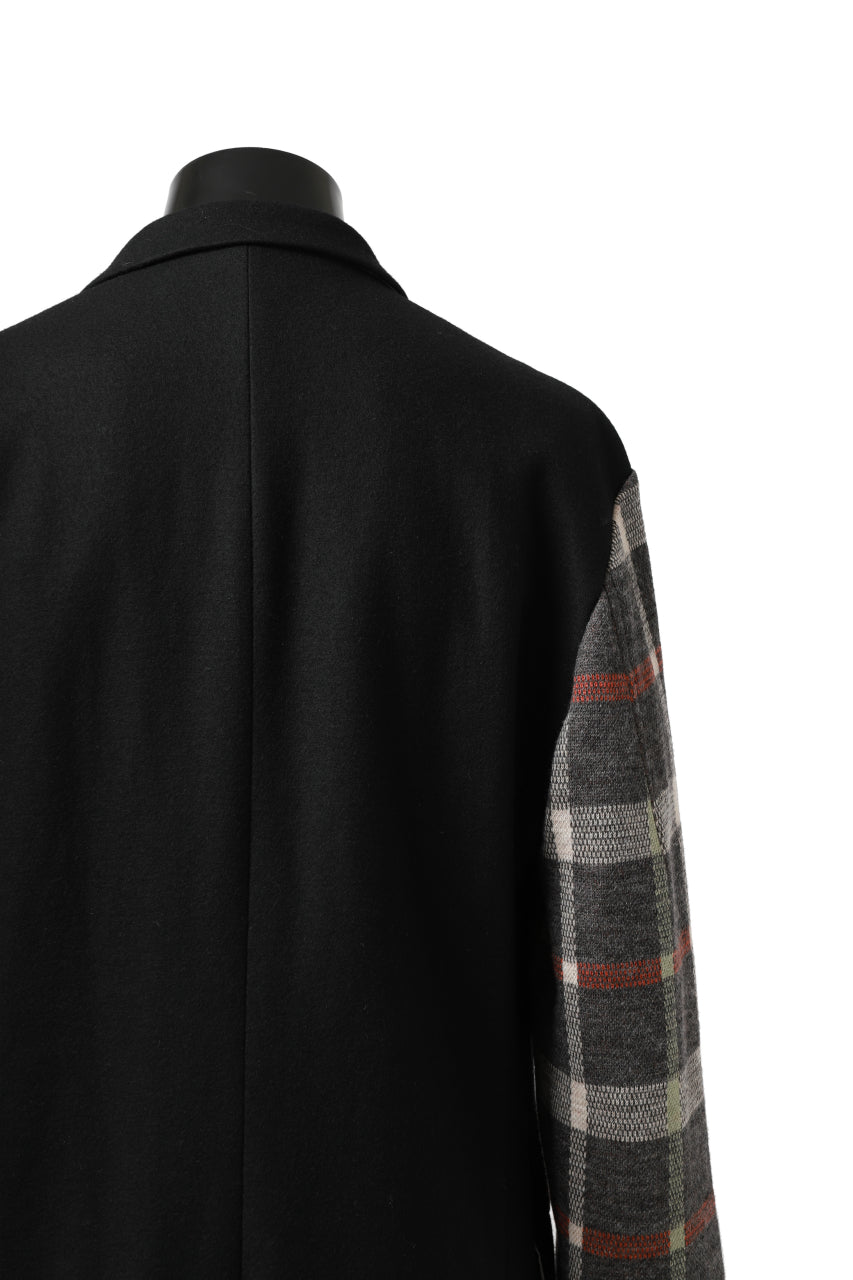 Load image into Gallery viewer, Y's BANG ON! No.176 2 STEP RIB JACKET /  WOOL MELTON SMOOTH + CHECKED JACQUARD (BLACK)