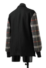 Load image into Gallery viewer, Y's BANG ON! No.176 2 STEP RIB JACKET /  WOOL MELTON SMOOTH + CHECKED JACQUARD (BLACK)