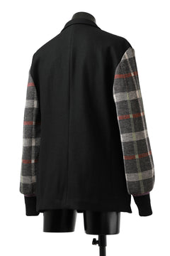 Load image into Gallery viewer, Y's BANG ON! No.176 2 STEP RIB JACKET /  WOOL MELTON SMOOTH + CHECKED JACQUARD (BLACK)
