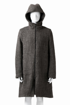 Load image into Gallery viewer, daub HOODED LONG ZIP COAT / TWEEDY MELANGE (GREY)