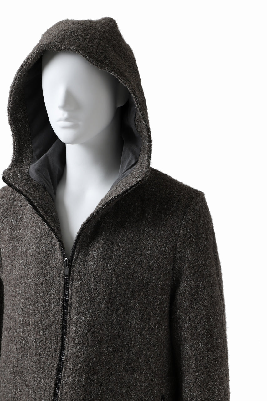 Load image into Gallery viewer, daub HOODED LONG ZIP COAT / TWEEDY MELANGE (GREY)