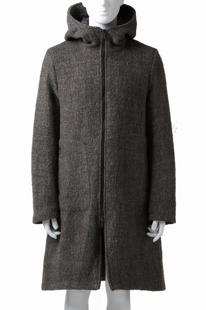Load image into Gallery viewer, daub HOODED LONG ZIP COAT / TWEEDY MELANGE (GREY)