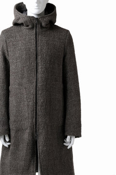 Load image into Gallery viewer, daub HOODED LONG ZIP COAT / TWEEDY MELANGE (GREY)