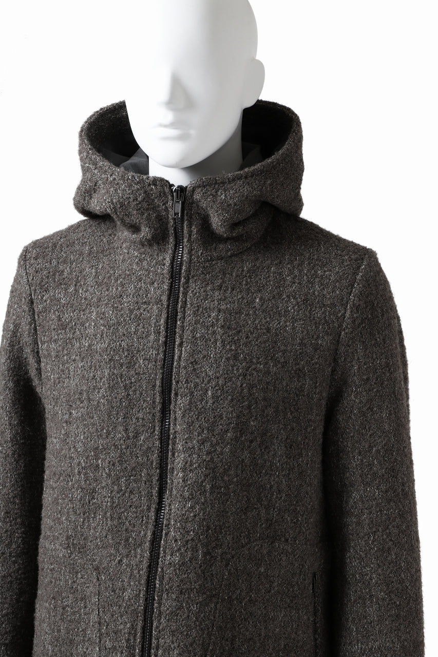 Load image into Gallery viewer, daub HOODED LONG ZIP COAT / TWEEDY MELANGE (GREY)