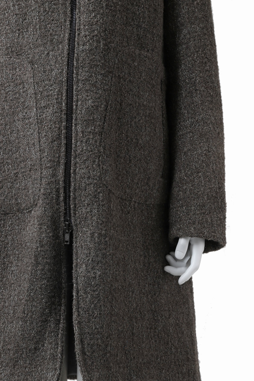 Load image into Gallery viewer, daub HOODED LONG ZIP COAT / TWEEDY MELANGE (GREY)