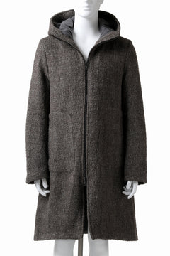 Load image into Gallery viewer, daub HOODED LONG ZIP COAT / TWEEDY MELANGE (GREY)