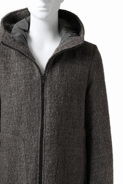 Load image into Gallery viewer, daub HOODED LONG ZIP COAT / TWEEDY MELANGE (GREY)