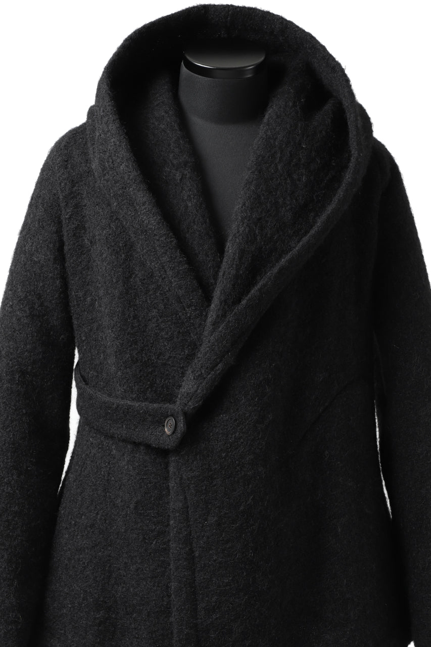 画像をギャラリービューアに読み込む, forme d'expression exclusive Hooded Cardigan Short-Coat (Black)