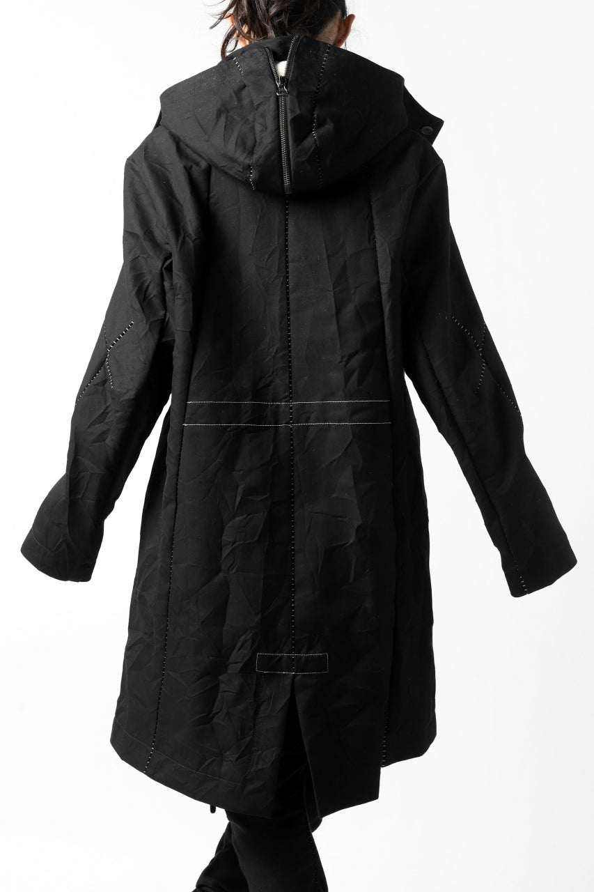 画像をギャラリービューアに読み込む, masnada MILITARY HOODIE LONG PARKA COAT with BOA LINNER /  COTONE STROPICCIATO (BLACK)