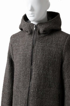 Load image into Gallery viewer, daub HOODED LONG ZIP COAT / TWEEDY MELANGE (GREY)