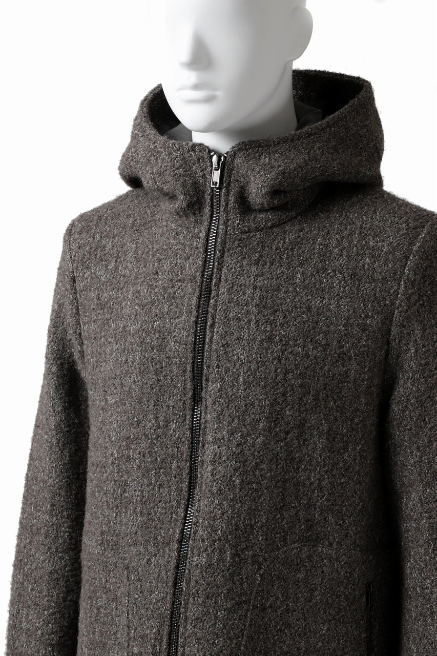Load image into Gallery viewer, daub HOODED LONG ZIP COAT / TWEEDY MELANGE (GREY)