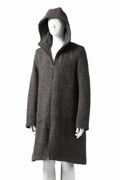 Load image into Gallery viewer, daub HOODED LONG ZIP COAT / TWEEDY MELANGE (GREY)