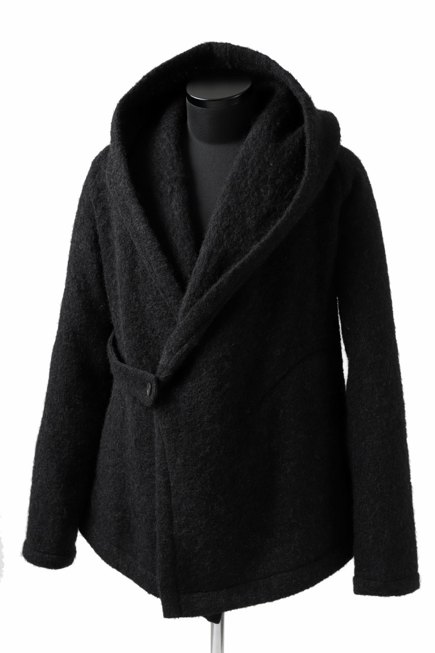 画像をギャラリービューアに読み込む, forme d'expression exclusive Hooded Cardigan Short-Coat (Black)
