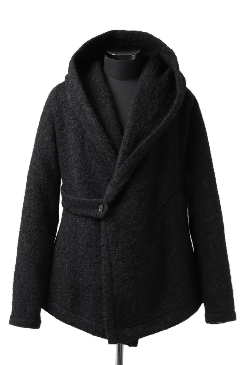 画像をギャラリービューアに読み込む, forme d'expression exclusive Hooded Cardigan Short-Coat (Black)