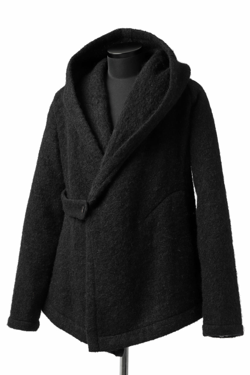 画像をギャラリービューアに読み込む, forme d'expression exclusive Hooded Cardigan Short-Coat (Black)