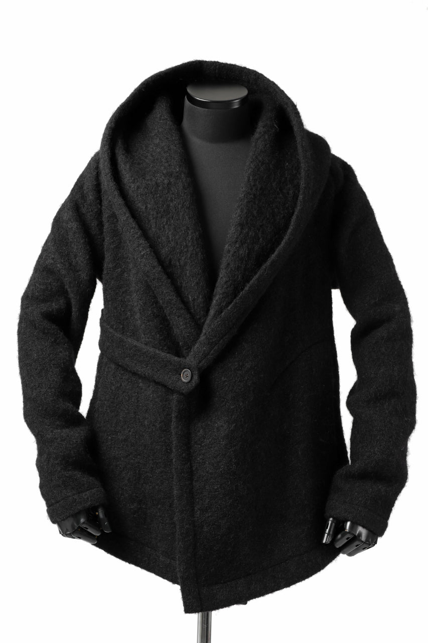 画像をギャラリービューアに読み込む, forme d'expression exclusive Hooded Cardigan Short-Coat (Black)
