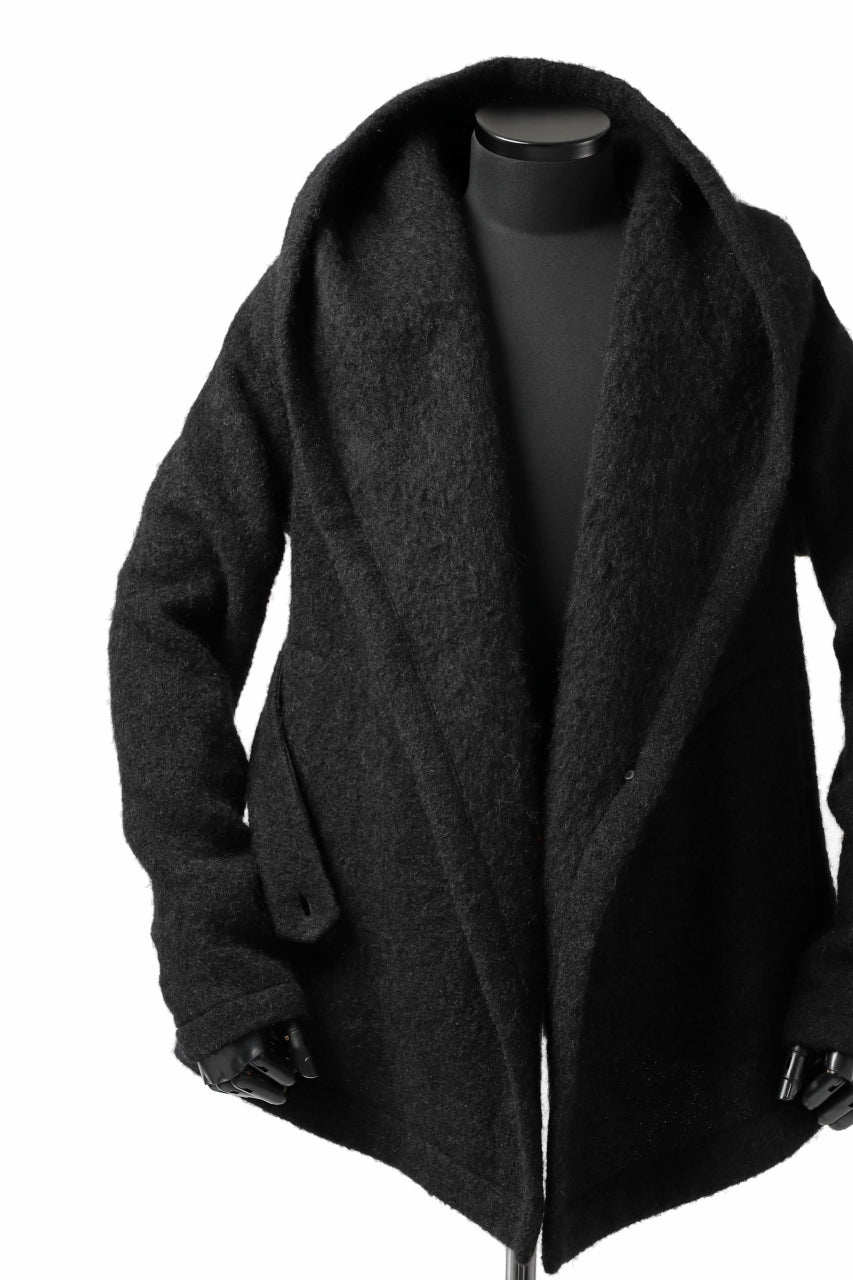 画像をギャラリービューアに読み込む, forme d'expression exclusive Hooded Cardigan Short-Coat (Black)