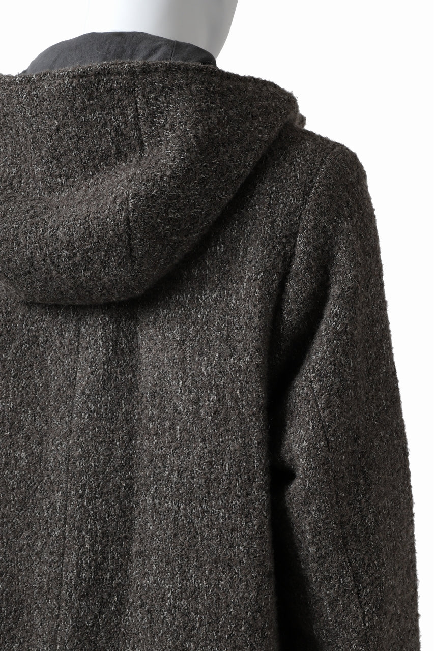 Load image into Gallery viewer, daub HOODED LONG ZIP COAT / TWEEDY MELANGE (GREY)