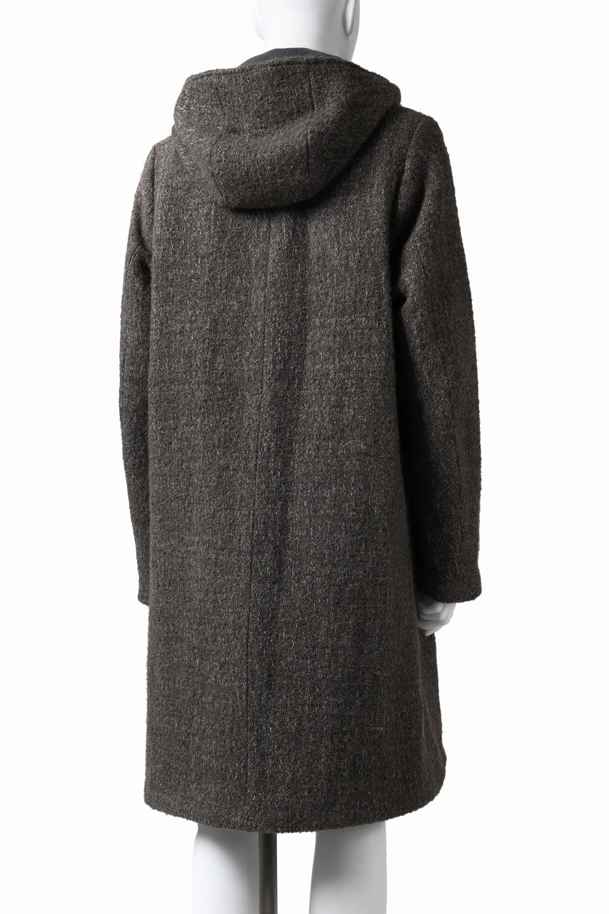 Load image into Gallery viewer, daub HOODED LONG ZIP COAT / TWEEDY MELANGE (GREY)