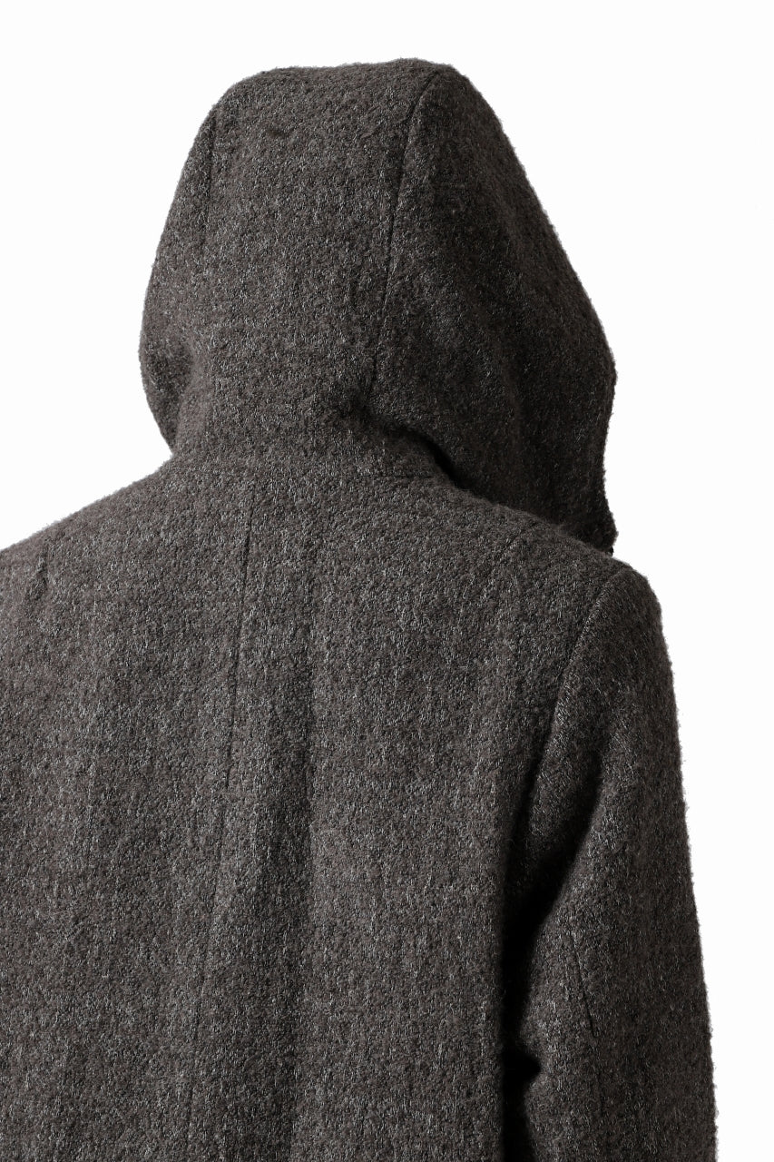 Load image into Gallery viewer, daub HOODED LONG ZIP COAT / TWEEDY MELANGE (GREY)