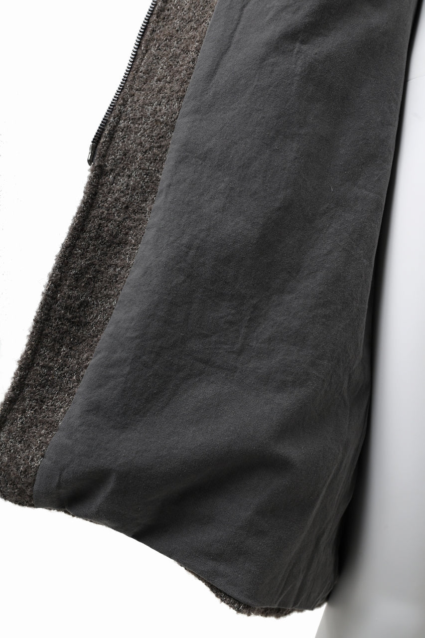 Load image into Gallery viewer, daub HOODED LONG ZIP COAT / TWEEDY MELANGE (GREY)