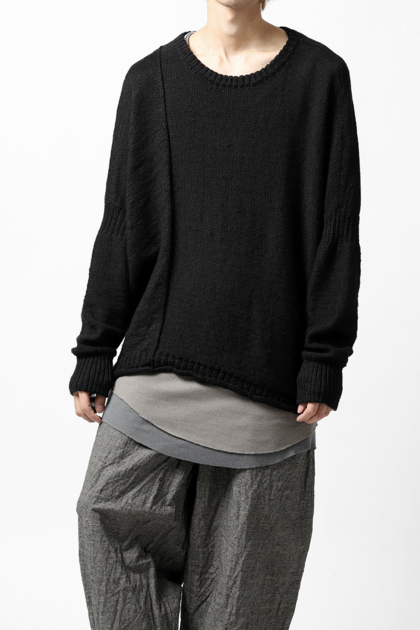 画像をギャラリービューアに読み込む, KLASICA PYKE LOOSE KNIT PULLOVER / LINEN ROVING 5G (BLACK)