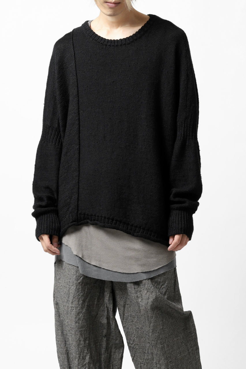 画像をギャラリービューアに読み込む, KLASICA PYKE LOOSE KNIT PULLOVER / LINEN ROVING 5G (BLACK)