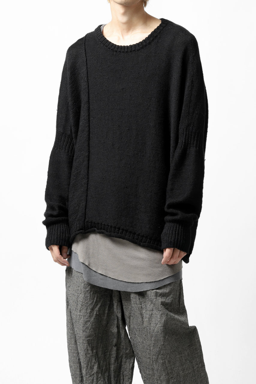画像をギャラリービューアに読み込む, KLASICA PYKE LOOSE KNIT PULLOVER / LINEN ROVING 5G (BLACK)
