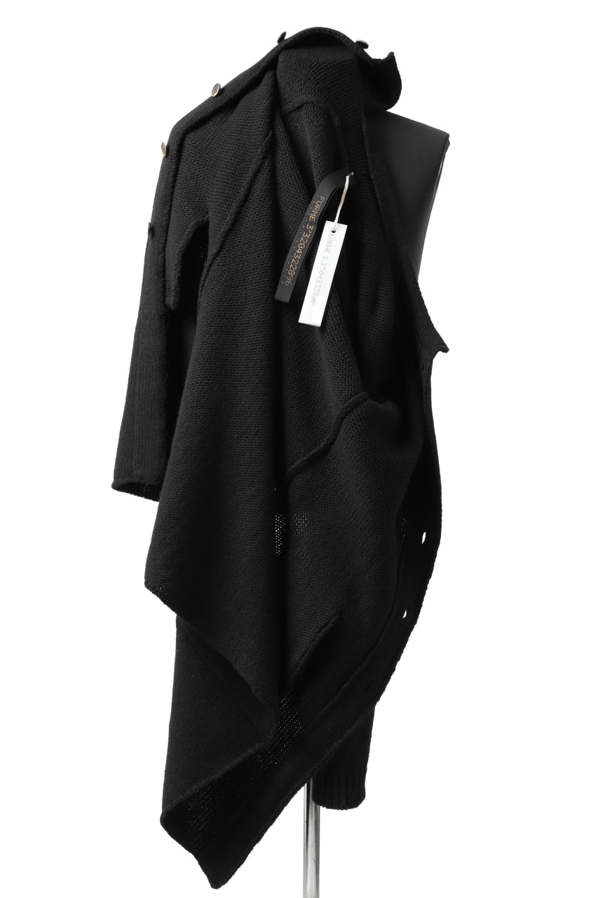 画像をギャラリービューアに読み込む, forme d'expression Buttoned Up Knitted Coat (Black)