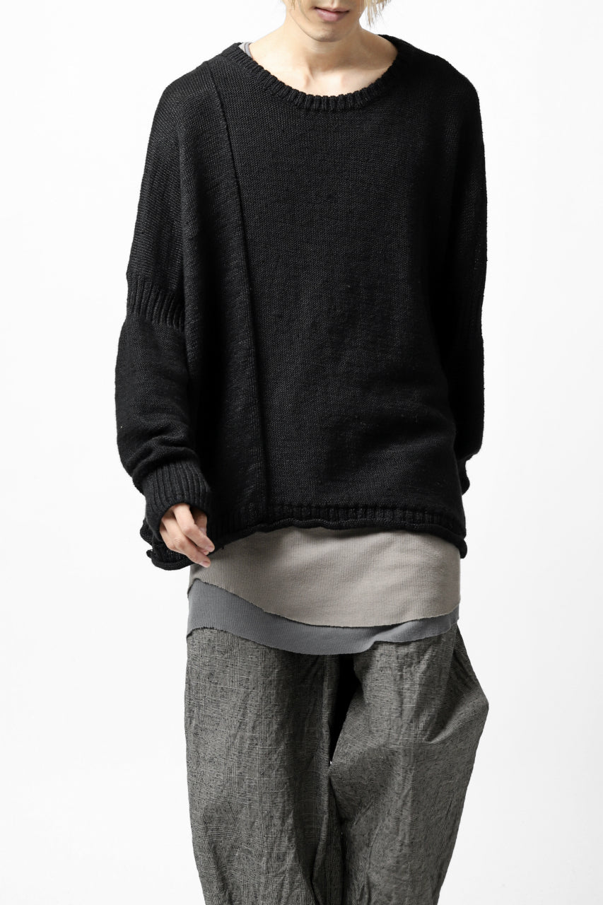 画像をギャラリービューアに読み込む, KLASICA PYKE LOOSE KNIT PULLOVER / LINEN ROVING 5G (BLACK)