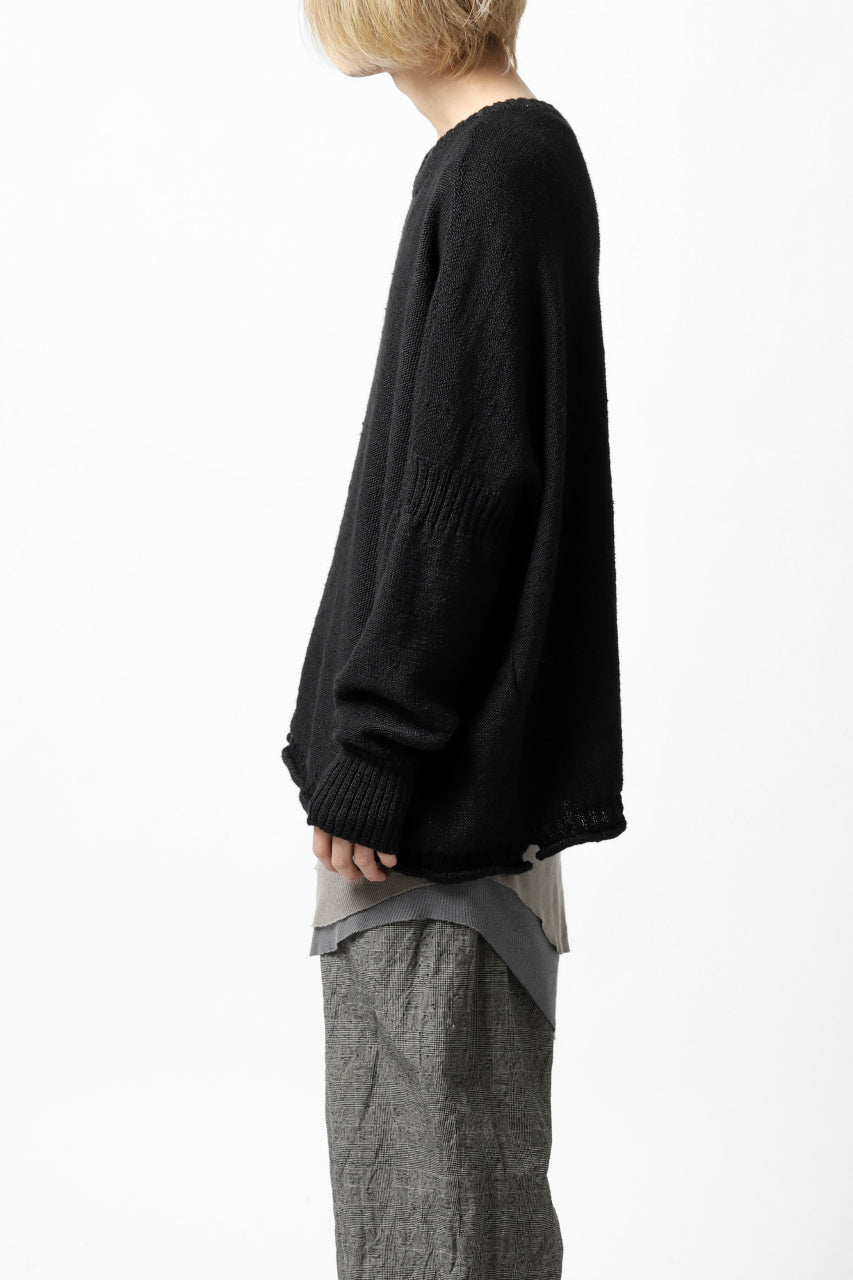 画像をギャラリービューアに読み込む, KLASICA PYKE LOOSE KNIT PULLOVER / LINEN ROVING 5G (BLACK)