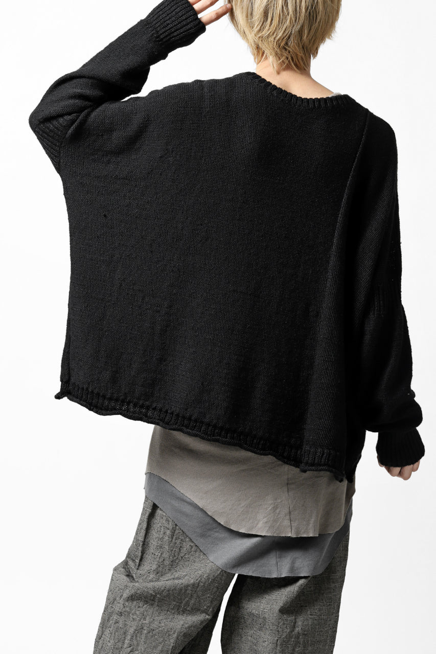 画像をギャラリービューアに読み込む, KLASICA PYKE LOOSE KNIT PULLOVER / LINEN ROVING 5G (BLACK)