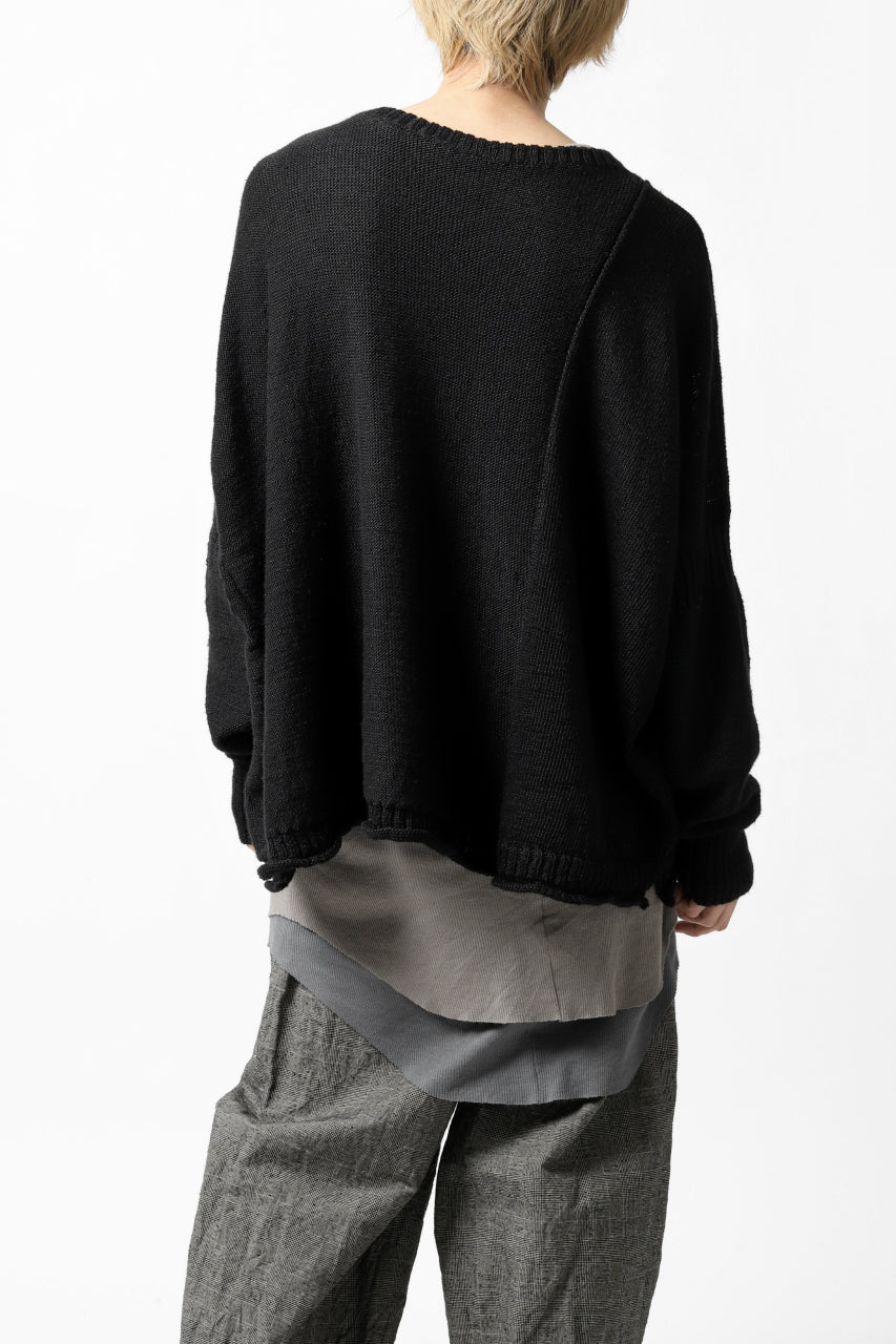 画像をギャラリービューアに読み込む, KLASICA PYKE LOOSE KNIT PULLOVER / LINEN ROVING 5G (BLACK)