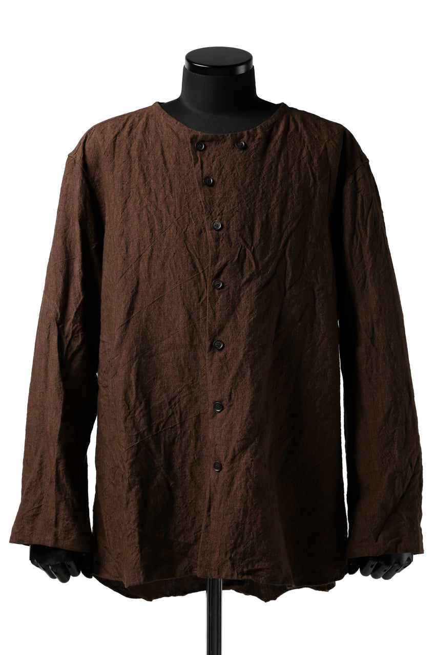 画像をギャラリービューアに読み込む, YUTA MATSUOKA minimal shirt / sulfur dyed washer linen (DARK RED)