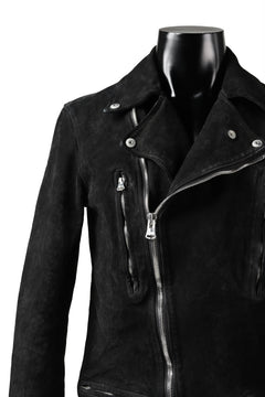 Load image into Gallery viewer, ISAMU KATAYAMA BACKLASH LTG DOUBLE BREASTED JACKET / REVERSE CALF OBJECT DYED (BLACK)