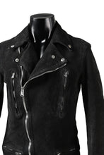 Load image into Gallery viewer, ISAMU KATAYAMA BACKLASH LTG DOUBLE BREASTED JACKET / REVERSE CALF OBJECT DYED (BLACK)