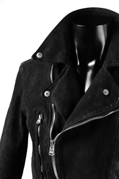 Load image into Gallery viewer, ISAMU KATAYAMA BACKLASH LTG DOUBLE BREASTED JACKET / REVERSE CALF OBJECT DYED (BLACK)