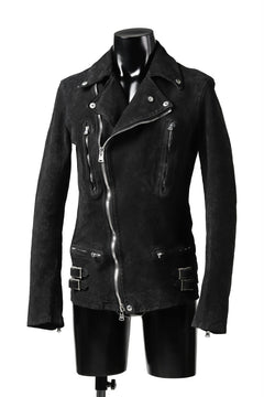 Load image into Gallery viewer, ISAMU KATAYAMA BACKLASH LTG DOUBLE BREASTED JACKET / REVERSE CALF OBJECT DYED (BLACK)