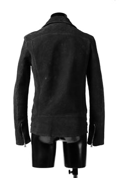 Load image into Gallery viewer, ISAMU KATAYAMA BACKLASH LTG DOUBLE BREASTED JACKET / REVERSE CALF OBJECT DYED (BLACK)