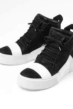 画像をギャラリービューアに読み込む, BORIS BIDJAN SABERI HORSE LEATHER MID CUT SNEAKER / WASHED & HAND TREATED "BAMBA1.1-SIN" (BLACK x WHITE)