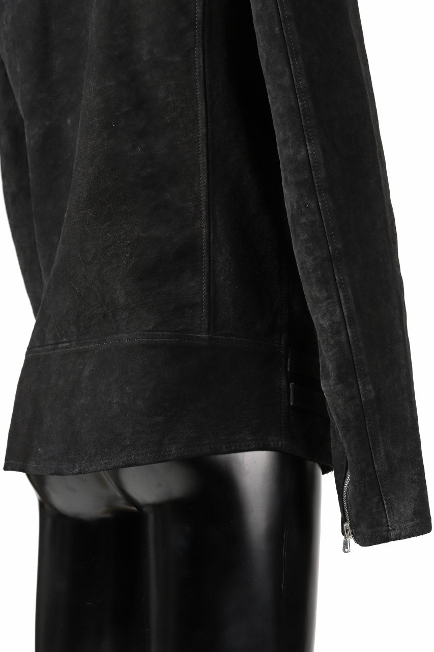 Load image into Gallery viewer, ISAMU KATAYAMA BACKLASH LTG DOUBLE BREASTED JACKET / REVERSE CALF OBJECT DYED (BLACK)