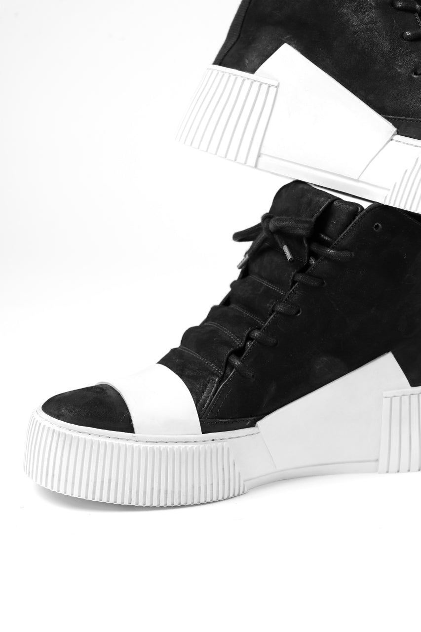 画像をギャラリービューアに読み込む, BORIS BIDJAN SABERI HORSE LEATHER MID CUT SNEAKER / WASHED & HAND TREATED "BAMBA1.1-SIN" (BLACK x WHITE)