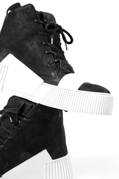 画像をギャラリービューアに読み込む, BORIS BIDJAN SABERI HORSE LEATHER MID CUT SNEAKER / WASHED & HAND TREATED "BAMBA1.1-SIN" (BLACK x WHITE)