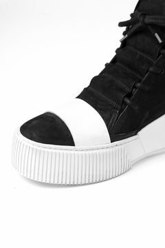画像をギャラリービューアに読み込む, BORIS BIDJAN SABERI HORSE LEATHER MID CUT SNEAKER / WASHED & HAND TREATED "BAMBA1.1-SIN" (BLACK x WHITE)