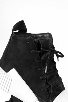 画像をギャラリービューアに読み込む, BORIS BIDJAN SABERI HORSE LEATHER MID CUT SNEAKER / WASHED & HAND TREATED "BAMBA1.1-SIN" (BLACK x WHITE)