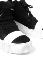 画像をギャラリービューアに読み込む, BORIS BIDJAN SABERI HORSE LEATHER MID CUT SNEAKER / WASHED & HAND TREATED "BAMBA1.1-SIN" (BLACK x WHITE)